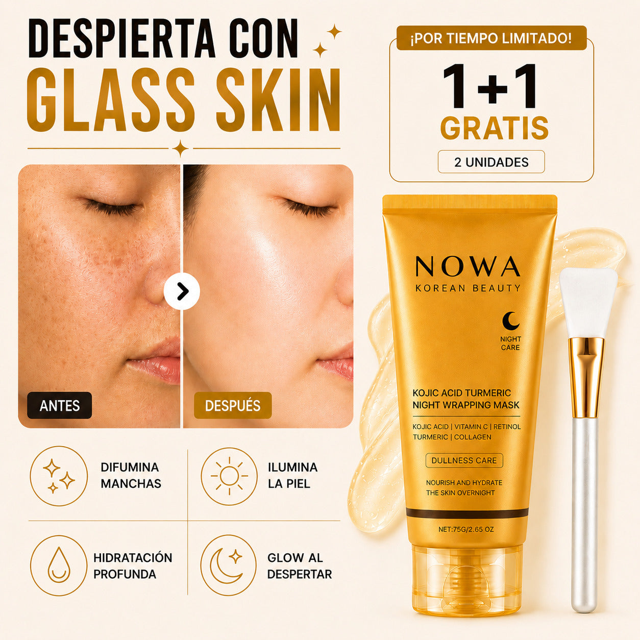 NOWA™| Mascarilla Nocturna para una Piel Glow y Luminosa
