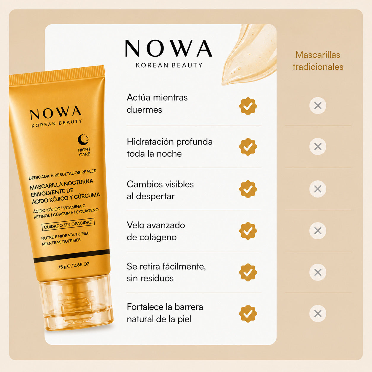 NOWA™| Mascarilla Nocturna para una Piel Glow y Luminosa