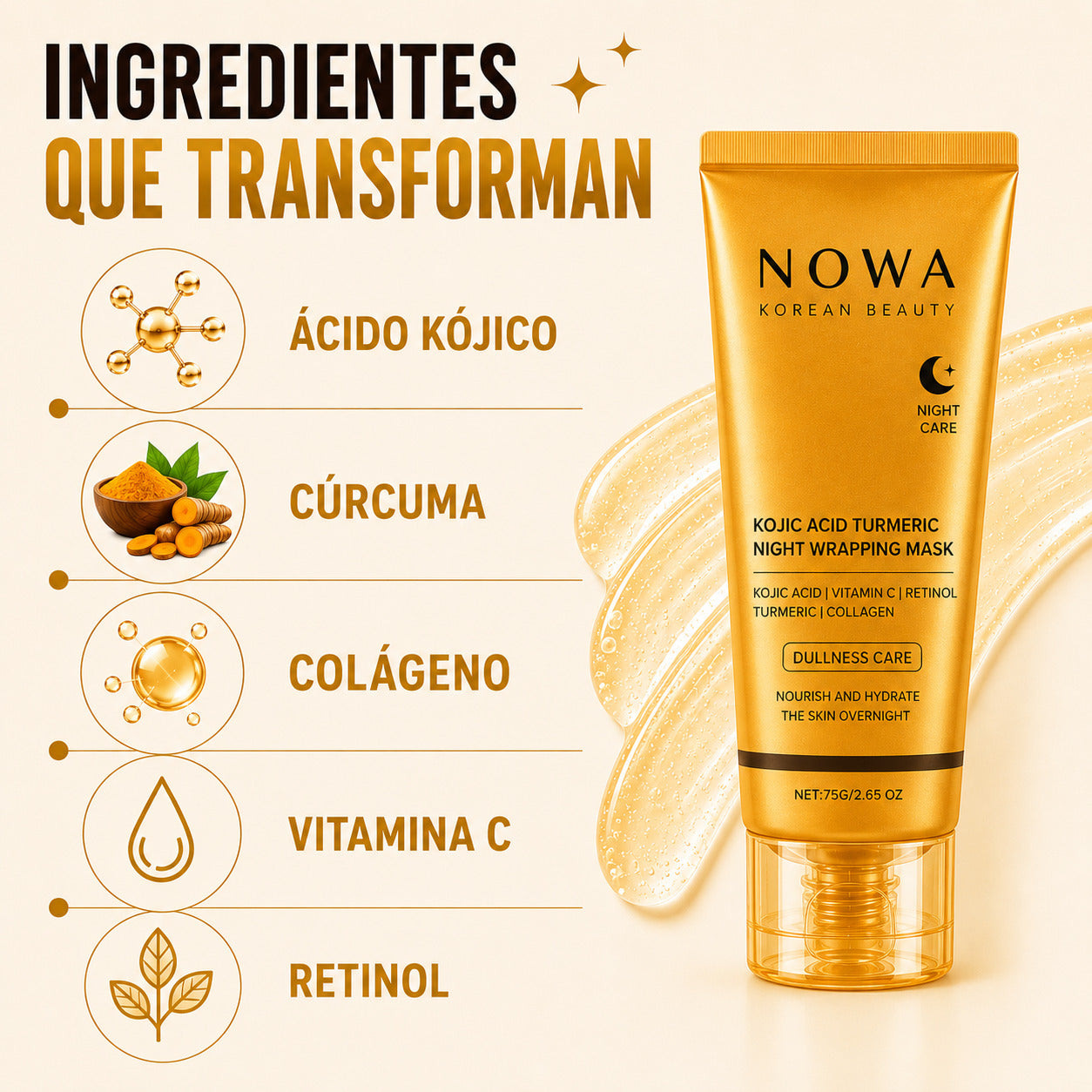 NOWA™| Mascarilla Nocturna para una Piel Glow y Luminosa